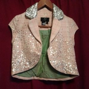 True Meaning Jacket Vest Shrug Sleeveless Sequin